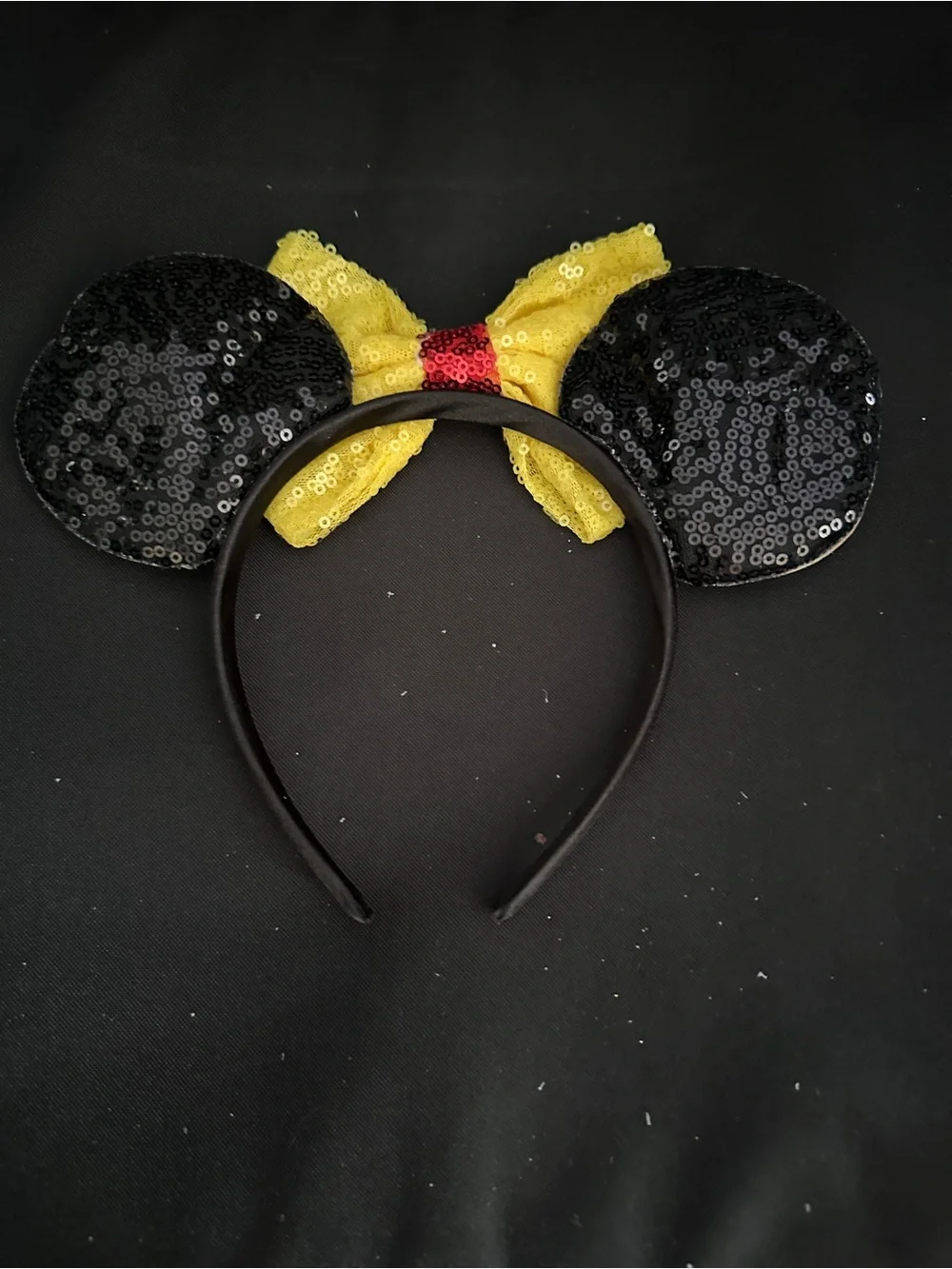 Mickey Mouse Sequin Bow Mouse Ear Headband - Yellow Bow